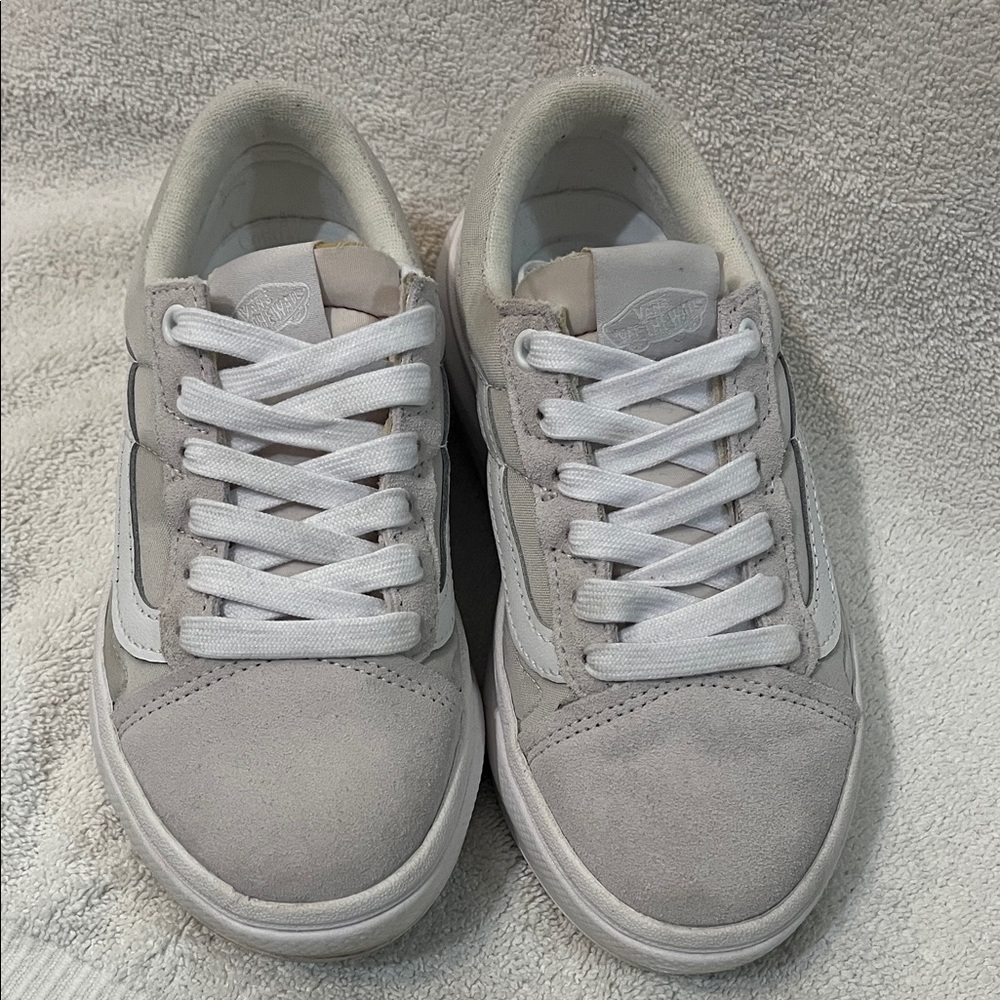 Vans Gray and White Women's Platform Sneakers